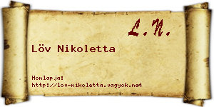 Löv Nikoletta névjegykártya